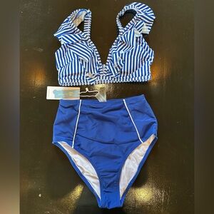 Striped Blue Bikini Set